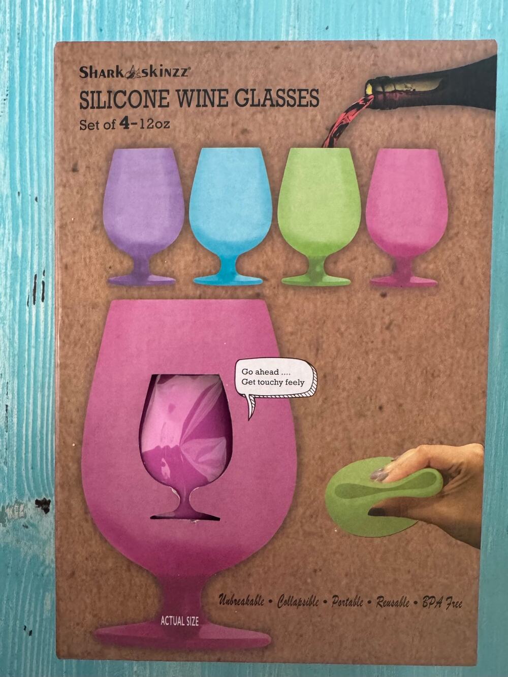 Shark Skinzz Silicone Wine Glasses Set of 4 - 12 oz